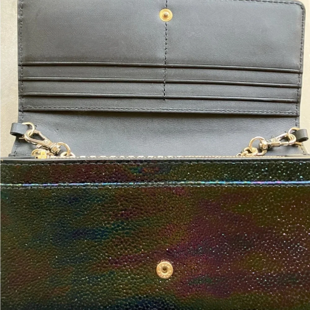 Henri Bendel Belmont Petrol Oil Slick Wallet On Chain - Picture 3 of 7